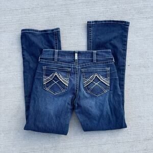 Ariat 28R REAL Mid Rise Stretch Whipstitch Boot Cut Blue Jeans 10014022
